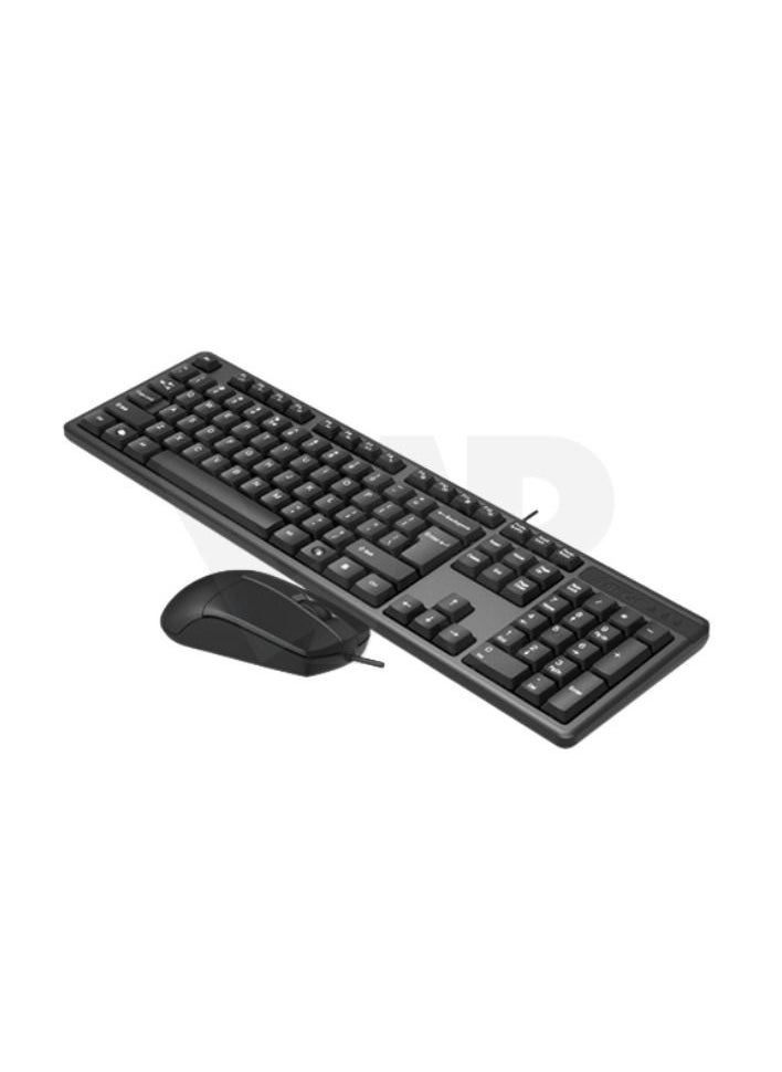 A4TECH Multimedia Fn Desktop Keyboard With Silent Click KK-3330S, Laser Printing & Traditional keycaps, Optical Mouse 1200 Dpi, Black  - Image 2