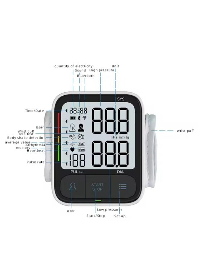 Automatic Digital Portable Wrist Blood Pressure Meter Accurate BP Monitor for Home Use - Image 5