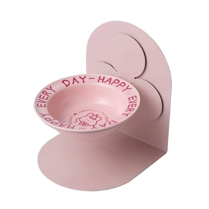 Pink Raised Cat Bowl with Raised Stand Tilted Bowl and Anti-Tip Base Home Use Feeding Bowl Pet Feeding Accessory Easy Clean Bowl Floor Mat Use Food and Water for Cats and Dogs - Image 5
