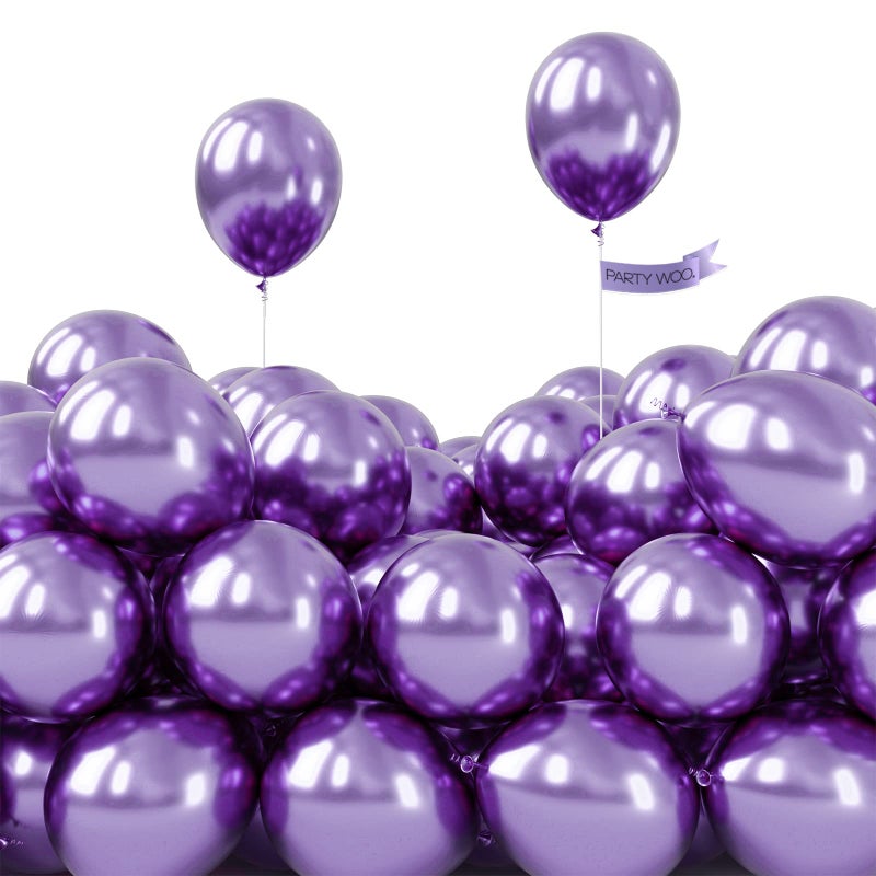 PartyWoo Metallic Purple Balloons 50 pcs 5 Inch Small Mini Chrome Purple Latex Balloons for Mardi Gras Graduation Wedding Baby Shower Anniversary Birthday Party Decorations PurpleG105 - Image 3