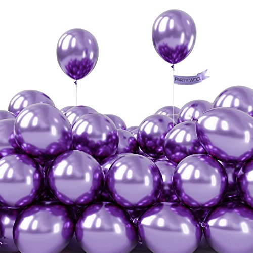 PartyWoo Metallic Purple Balloons 50 pcs 5 Inch Small Mini Chrome Purple Latex Balloons for Mardi Gras Graduation Wedding Baby Shower Anniversary Birthday Party Decorations PurpleG105 - Image 1