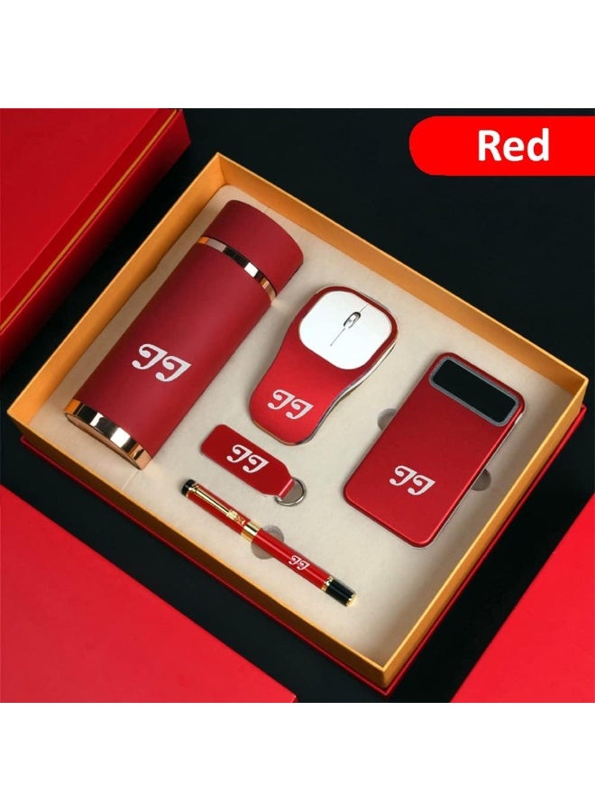 JJ PALACE Gift Box Set 5 Pieces Office For Men And Women, Smart Coffee Thermos Cup, Smart Computer Mouse, Lined And Cards Holder With Pen, USB, Power Bank Best Business Gift  - Image 2