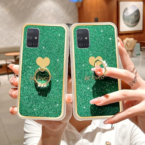 Easyscen for Samsung Galaxy A71 5G Phone Case with Heart Ring Kickstand Slim Soft Silicone Bumper Shockproof Protective Cover - Alpine Green - Image 4