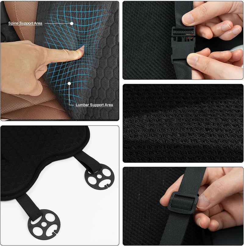 Excefore Gel Lumbar Support Pillow for Back Pain Relief, Ergonomic Memory Foam Back Cushion with Cooling Gel, Adjustable Straps for Office Chair, Car Seat, Gaming Chair and Bed - Image 3