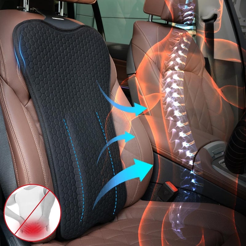 Excefore Gel Lumbar Support Pillow for Back Pain Relief, Ergonomic Memory Foam Back Cushion with Cooling Gel, Adjustable Straps for Office Chair, Car Seat, Gaming Chair and Bed - Image 5