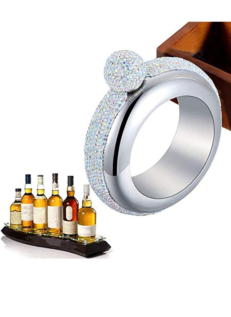 SYOSI - Hip Flask for Women, Portable Bangle Hip Flask with Crystal Lid, 3.5 OZ Wrist Hip Flask for Wine Bangle, Silver Bangle Hip Flask Gift - Image 1