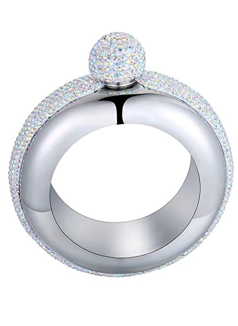 SYOSI - Hip Flask for Women, Portable Bangle Hip Flask with Crystal Lid, 3.5 OZ Wrist Hip Flask for Wine Bangle, Silver Bangle Hip Flask Gift - Image 1