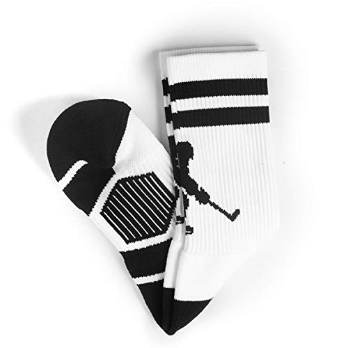 ChalkTalkSPORTS Hockey Performance Crew Socks - Hockey Player - Mid-Calf Socks - White/Black - Adult Size - Image 4