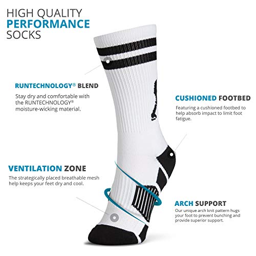 ChalkTalkSPORTS Hockey Performance Crew Socks - Hockey Player - Mid-Calf Socks - White/Black - Adult Size - Image 3