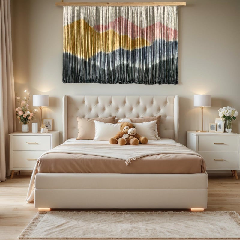 Sdjazl Woven Boho Macrame Wall Hanging Home Decor Tapestry Dip-Dyed Large Modern Handmade Colorful Mountain Landspace For Living room (light pink) - Image 5