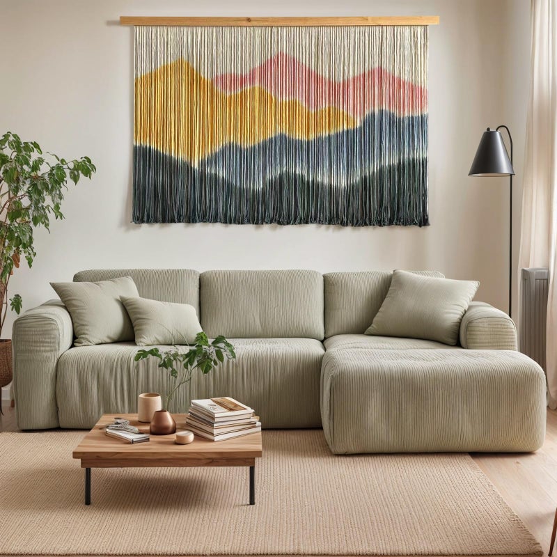 Sdjazl Woven Boho Macrame Wall Hanging Home Decor Tapestry Dip-Dyed Large Modern Handmade Colorful Mountain Landspace For Living room (light pink) - Image 3