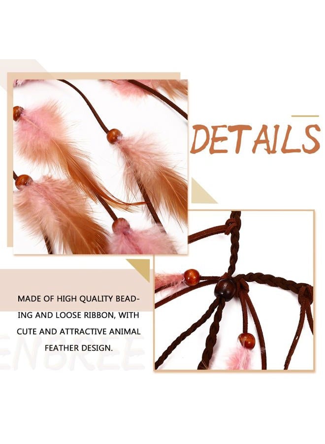 GENBREE Boho Feather Headband Gypsy Headpiece Bohemian Hippie Headbands Indian Hair Band Long Feather Hair Accessories for Women (Pattern 2)  - Image 5