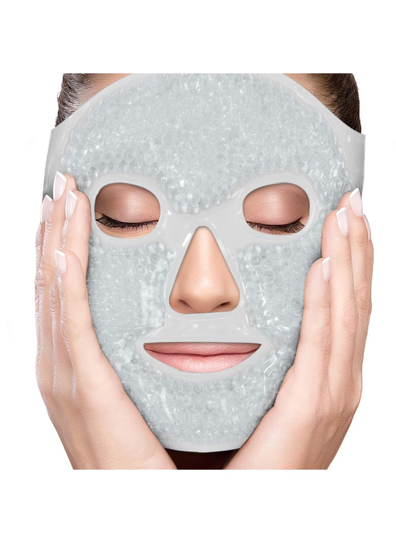 Perfecore Facial Mask Get Rid of Puffy Eyes Migraine Relief Sleeping Travel Therapeutic Hot Cold Compress Pack Gel Beads Spa Therapy Wrap for Sinus Face Puffiness Headaches Gel Mask 