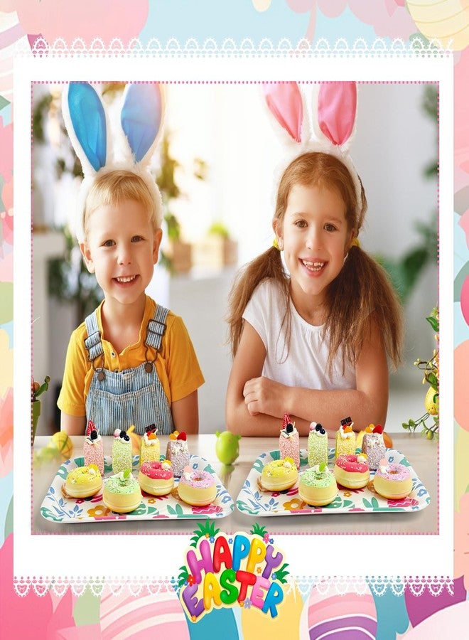 Sitroasho 5 Pieces Easter Serving Platters Trays 13 x 10 Inch Colorful Bunny Egg Platters Reusable Spring Serving Trays Easter Party Plates for Food Dessert Fruit - Image 4