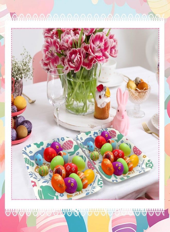 Sitroasho 5 Pieces Easter Serving Platters Trays 13 x 10 Inch Colorful Bunny Egg Platters Reusable Spring Serving Trays Easter Party Plates for Food Dessert Fruit - Image 5