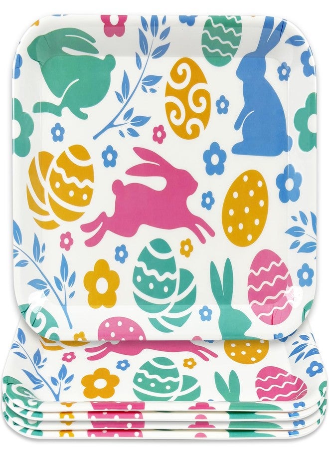 Sitroasho 5 Pieces Easter Serving Platters Trays 13 x 10 Inch Colorful Bunny Egg Platters Reusable Spring Serving Trays Easter Party Plates for Food Dessert Fruit - Image 1