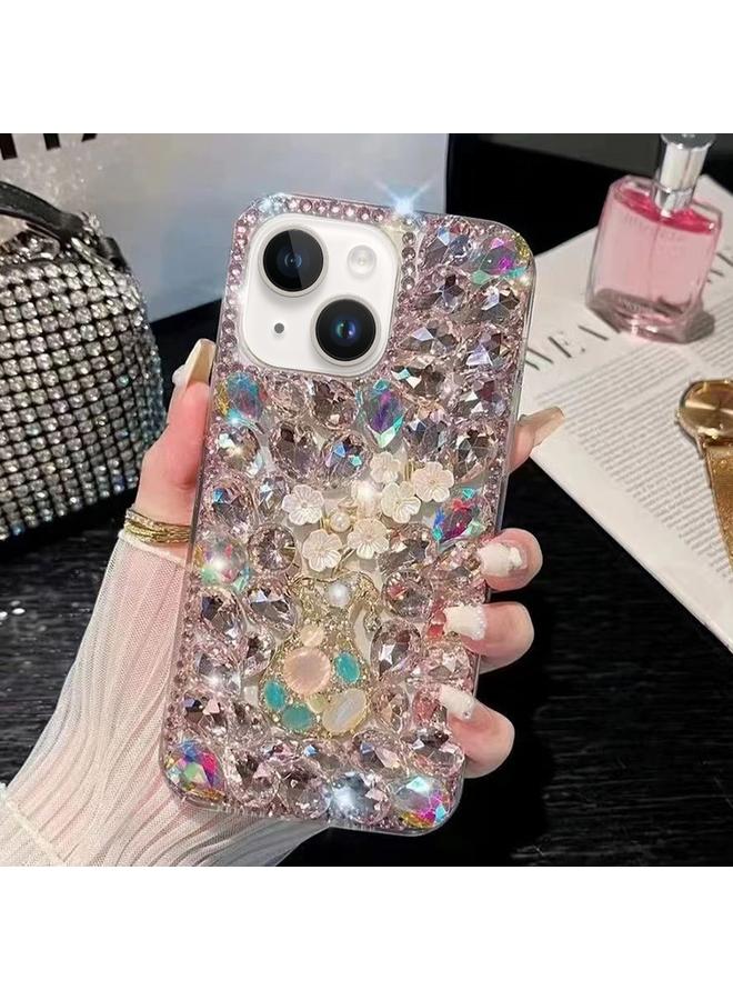 S-TOP Case For iPhone 14 Plum Blossom Handmade Diamond Inlay PC Phone Case - Image 1