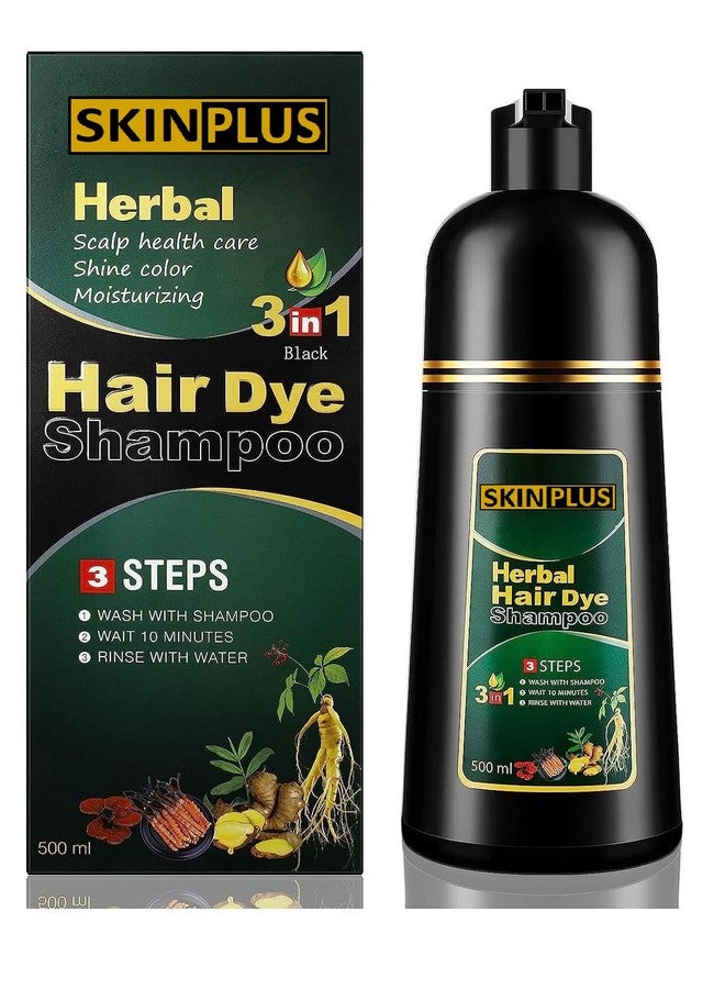 SKINPLUS Herbal 3 in 1 Hair Dye Instant Black Hair Shampoo for Women & Men 500ML - Image 1