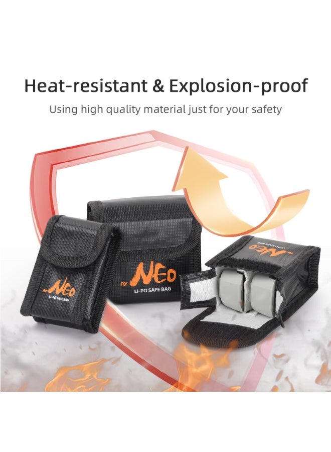 NEO Battery Safe Bag, Lipo Battery Bag For DJI Neo Batteries, Explosion-Proof Fireproof Lipo Batteries Protector, Storage Ffor DJI NEO Battery Accessories (For 3Pcs Batteries) - Image 4