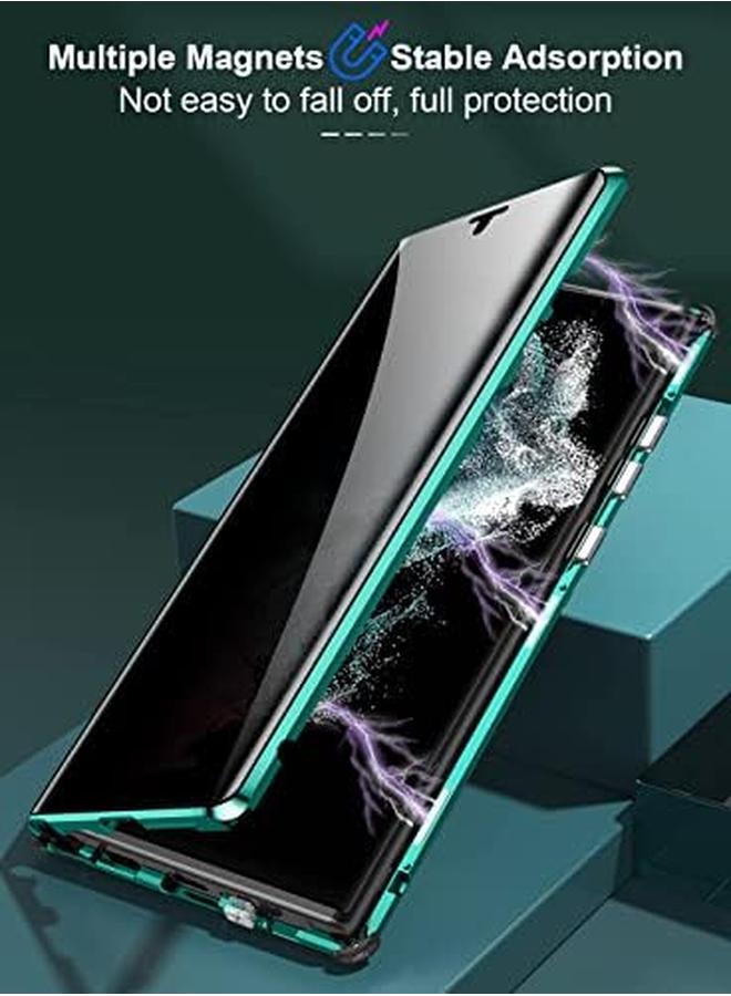 erorex Privacy Case For Samsung Galaxy S23 Ultra Magnetic Thin Metal Frame Double Sided Tempered Glass With Camera Cover Shockproof Anti Drop Protection S23 Ultra Black - Image 2