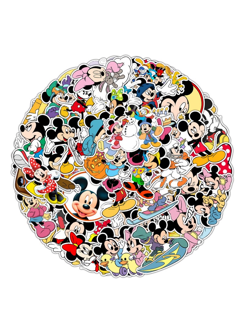 Disney Mickey Mouse 50pcs   Stickers Set - Waterproof Cartoon Mouse Inspired Decals(Aesthetic Vinyl for Laptop/Suitcase)