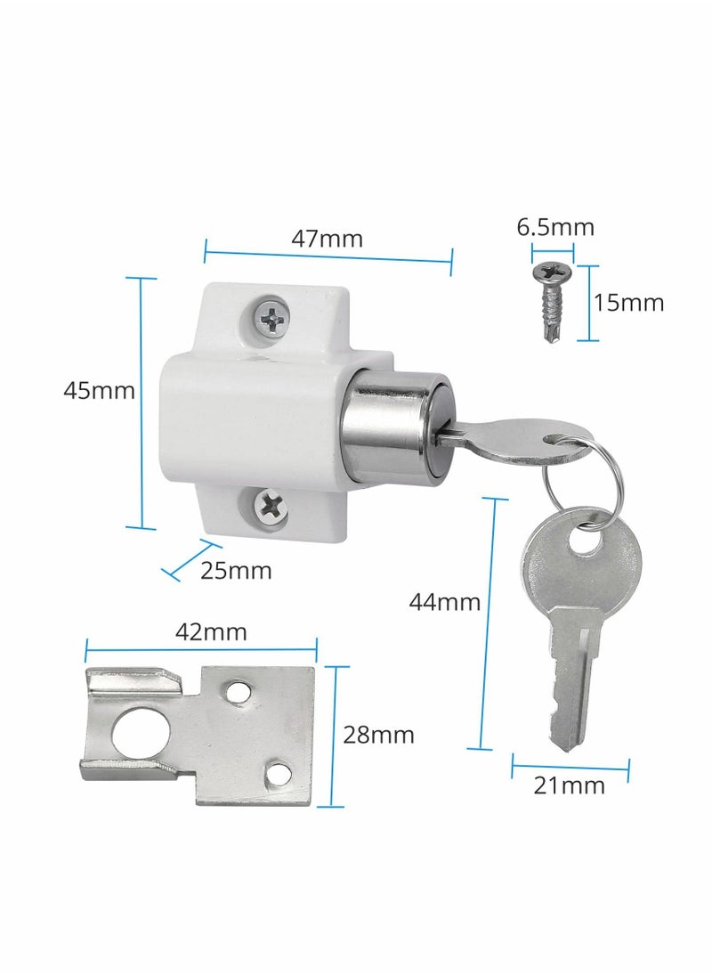 Generic - Sliding Door and Window Lock, Sliding Patio Door Catches Set, Window Bolt Sliding Security Locks with Universal Keys Door Window Locks for Home Office Classroom (White 2Pcs) - Image 1