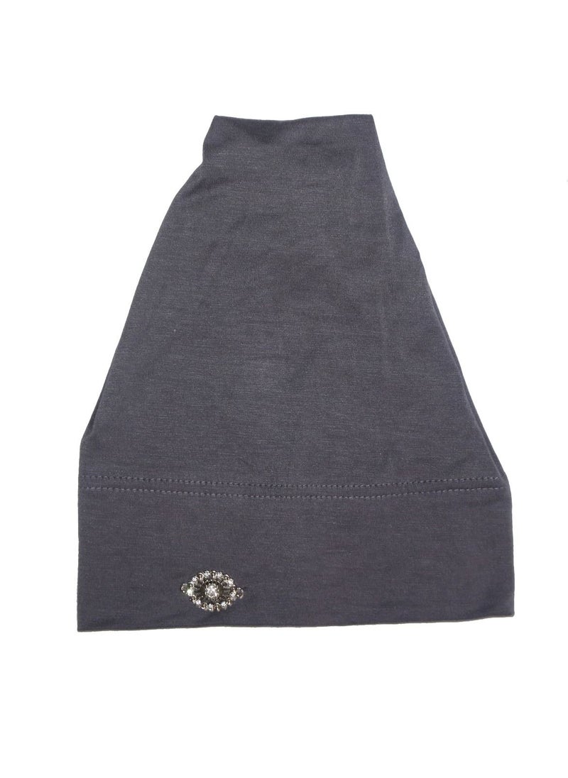 Loquat - Women's Solid Color Stretch Inner Tube Hijab Grey - Image 1