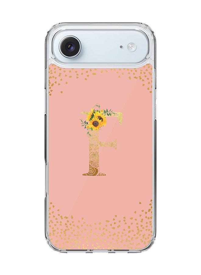 Stylizedd Classic Clear MagSafe Case for iPhone 17 Air , Hybrid Soft Case Flexible Edges Anti Drop TPU PC Gel Thin Transparent Cover [ Designed for iPhone 17 Air ] - Custom Monogram Initial Letter Floral Pattern Alphabet - F  (Rose Pink )
