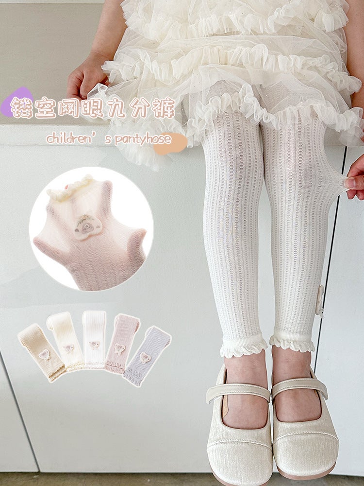 Summer Children'S Leggings Girls' Pants Thin Outer Wear Solid Color Mesh Baby'S Anti-Mosquito Socks Breathable Children'S Ankle-Length Pants - Image 2