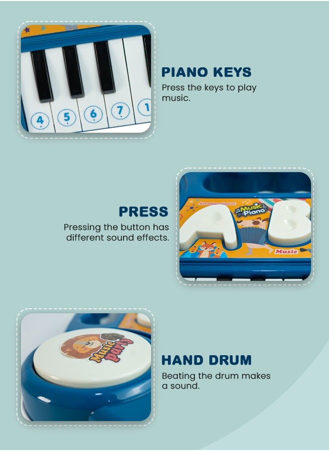 BAYBEE Baybee Mini Piano Keyboard Musical Toys for Kids, 23 Keys Baby Piano with ABC & Sheet Music Card Electronic Musical Instrument Toy Learning Piano Musical Toys for Kids 2+ Years Boy Girl (Blue)  - Image 5
