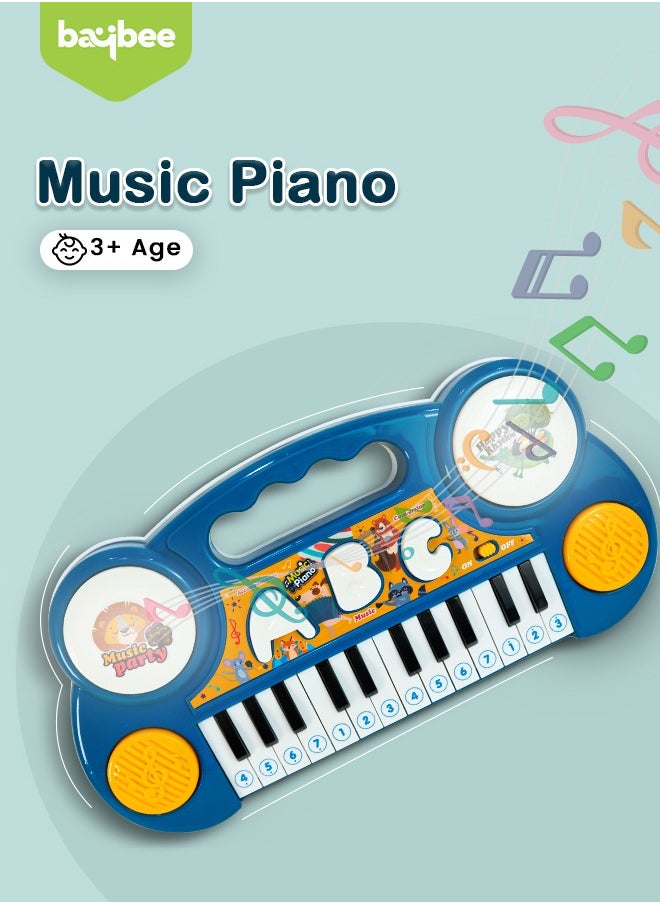 BAYBEE Baybee Mini Piano Keyboard Musical Toys for Kids, 23 Keys Baby Piano with ABC & Sheet Music Card Electronic Musical Instrument Toy Learning Piano Musical Toys for Kids 2+ Years Boy Girl (Blue)  - Image 2