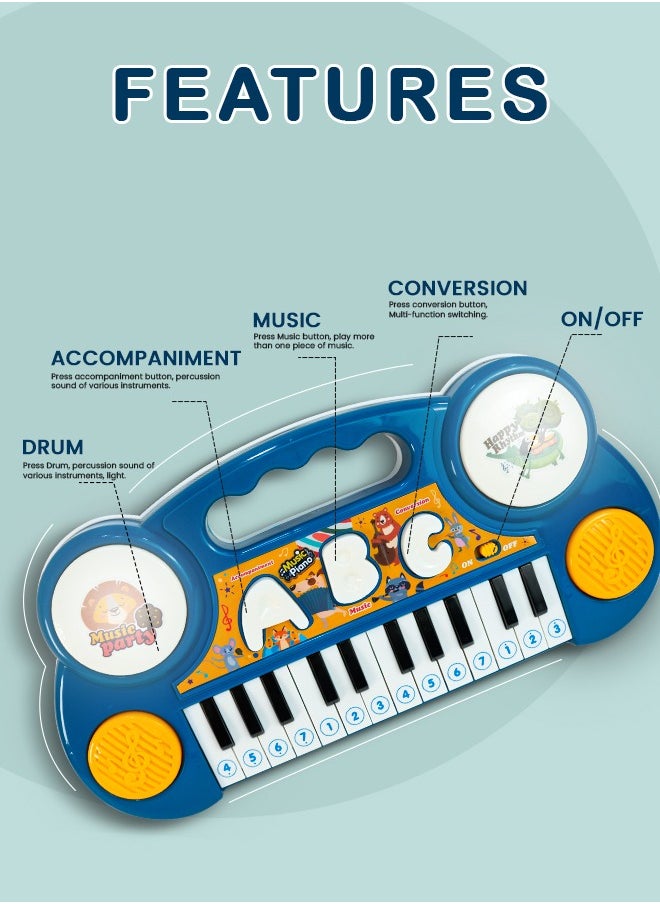 BAYBEE Baybee Mini Piano Keyboard Musical Toys for Kids, 23 Keys Baby Piano with ABC & Sheet Music Card Electronic Musical Instrument Toy Learning Piano Musical Toys for Kids 2+ Years Boy Girl (Blue)  - Image 4