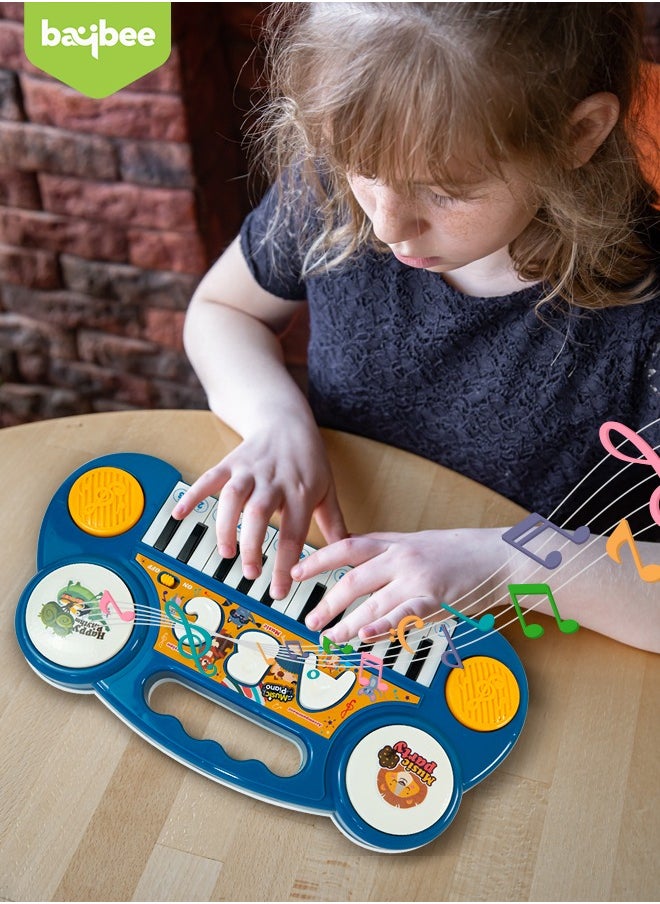 BAYBEE Baybee Mini Piano Keyboard Musical Toys for Kids, 23 Keys Baby Piano with ABC & Sheet Music Card Electronic Musical Instrument Toy Learning Piano Musical Toys for Kids 2+ Years Boy Girl (Blue)  - Image 3