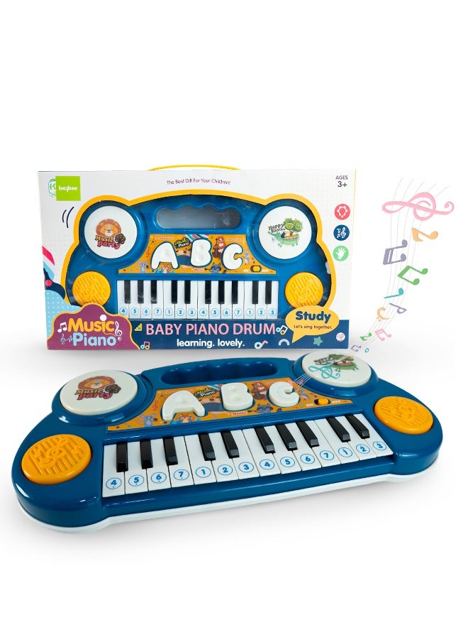 BAYBEE Baybee Mini Piano Keyboard Musical Toys for Kids, 23 Keys Baby Piano with ABC & Sheet Music Card Electronic Musical Instrument Toy Learning Piano Musical Toys for Kids 2+ Years Boy Girl (Blue)  - Image 1
