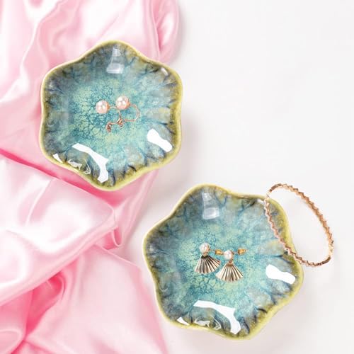Binoster Crystal Green Ceramic Leaf Jewelry Dish Holder, Small Ring Dish, Trinket Tray, Catchall Tray for Nightstand Decor, Entryway Table, Room Decor - Image 3