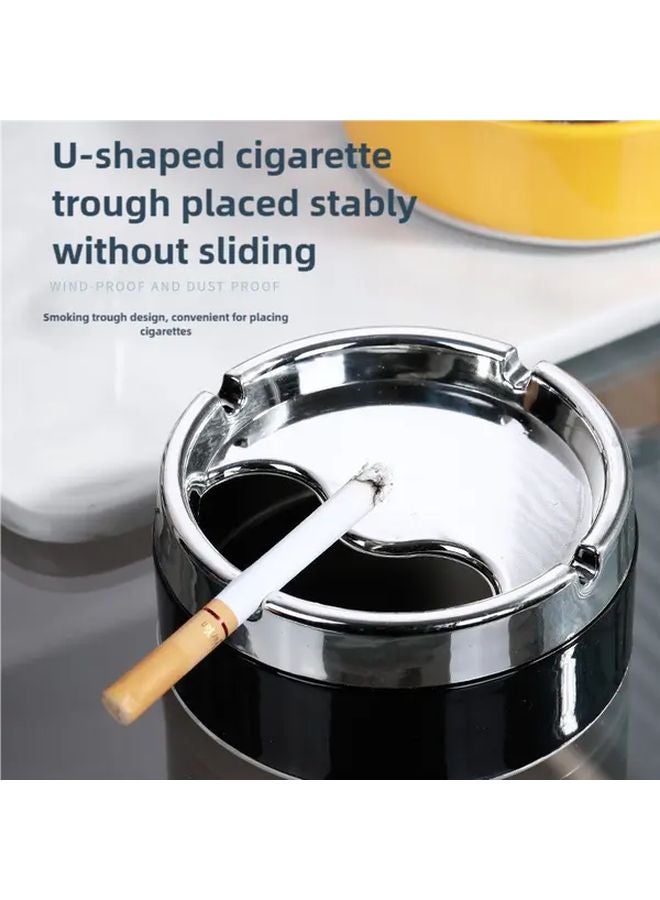 Blue Round Modern Portable Decorative Ashtray for Indoor Outdoor Tabletop Decor - Image 2