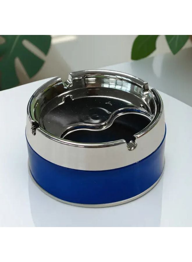Blue Round Modern Portable Decorative Ashtray for Indoor Outdoor Tabletop Decor - Image 1