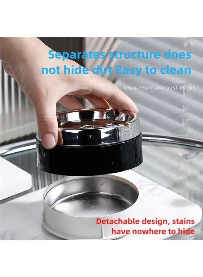 Blue Round Modern Portable Decorative Ashtray for Indoor Outdoor Tabletop Decor - Image 5