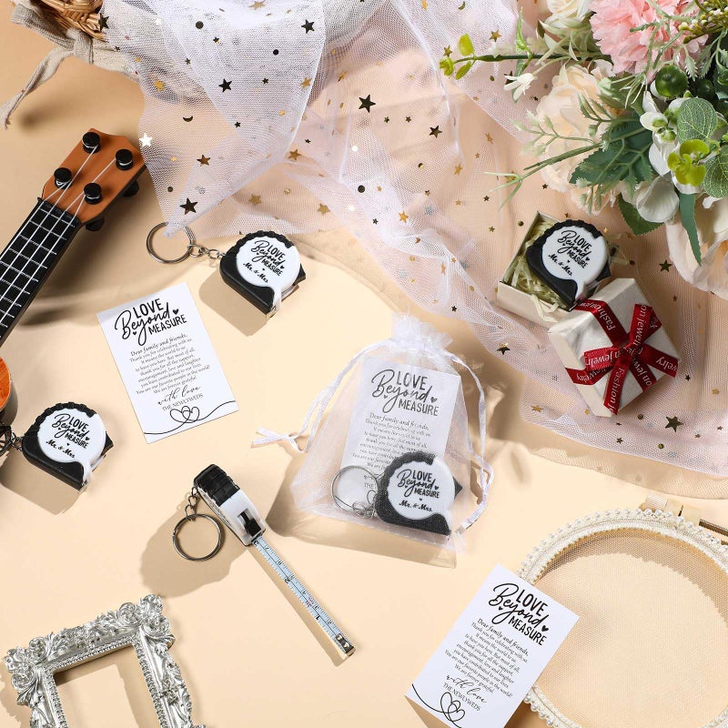 Loetere 50 Sets Wedding Favors for Guests Tape Measure Keychains with Cards Gift Bags for Bridal Shower Wedding Party Souvenirs - Image 5