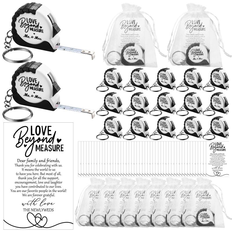 Loetere 50 Sets Wedding Favors for Guests Tape Measure Keychains with Cards Gift Bags for Bridal Shower Wedding Party Souvenirs - Image 1