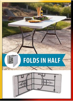 Multipurpose Rectangle 180cm Centre Folding Camping Table Lightweight Foldable Aluminium Portable Trestle Indoor Outdoor Picnic Barbecue Party Kitchen Home Dining Camping Garden BBQ Tables - pzsku/Z8684D83AAB9763BB02E8Z/45/_/1689580743/5196d1d0-a635-4fdd-a799-d25fe5586eb6