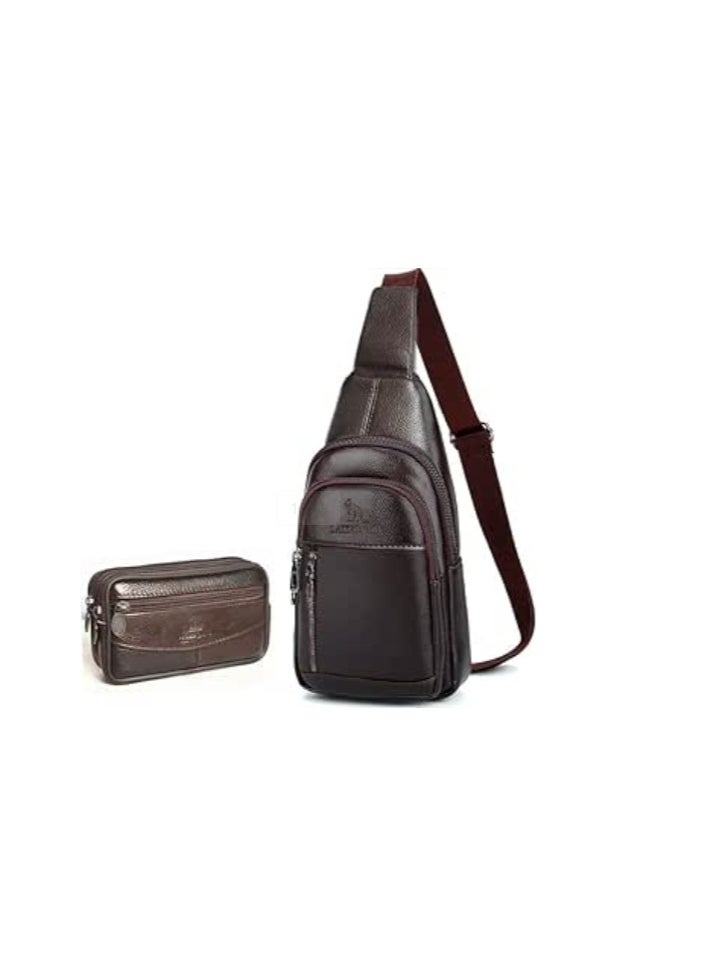 Generic Crossbody Bag Men Sling Bag Chest Shoulder Bag Vintage  - Image 2