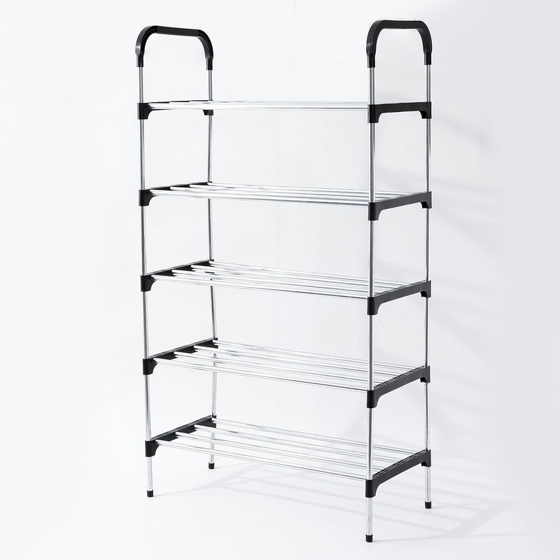 Kuber Industries Kuber Industries 5 Layer Shoe Rack Footwear Holder Shoe Storage Organizer Cabinet MultiLayer Adjustable shoe rack stand Shoe Stand With Easy Assembly Stackable Sturdy Shoe Tower Dark Black  - Image 1