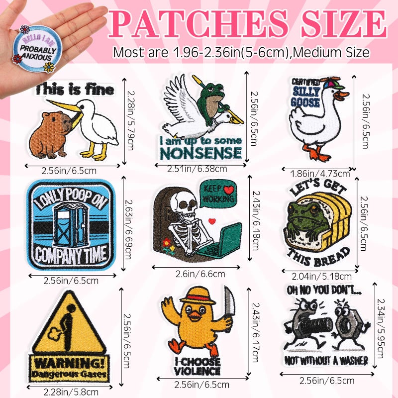 Maysing 60pcs Iron on Patches Funny Embroidered Sew on Patch for Adults Assorted Styles with Humorous Quotes Embroidery Applique for Clothe Hat Backpack Jeans Jacket DIY Gag Gift Halloween Christmas - Image 3