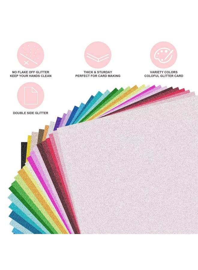 gocreate 12 x 12 Inch Double Side Glitter Cardstock Paper 100LB Heavy weight No Shred Glitter Colored Card Stock for Cricut,Card Making 30 Colors - Image 3