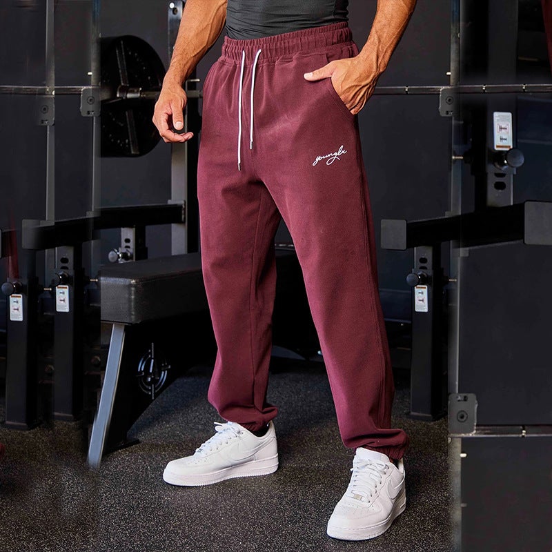 YOUNG LA Joggers Cotton Fleece Sweatpants for Men Black  - Image 3