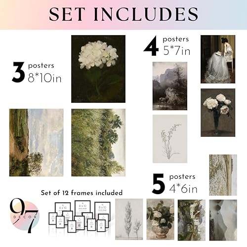 97 Decor Vintage FRAMED Wall Art Framed Vintage Wall Art Prints Landscape Prints For Wall Decor Botanical Paintings For Home Bedroom BLACK FRAME - Image 3