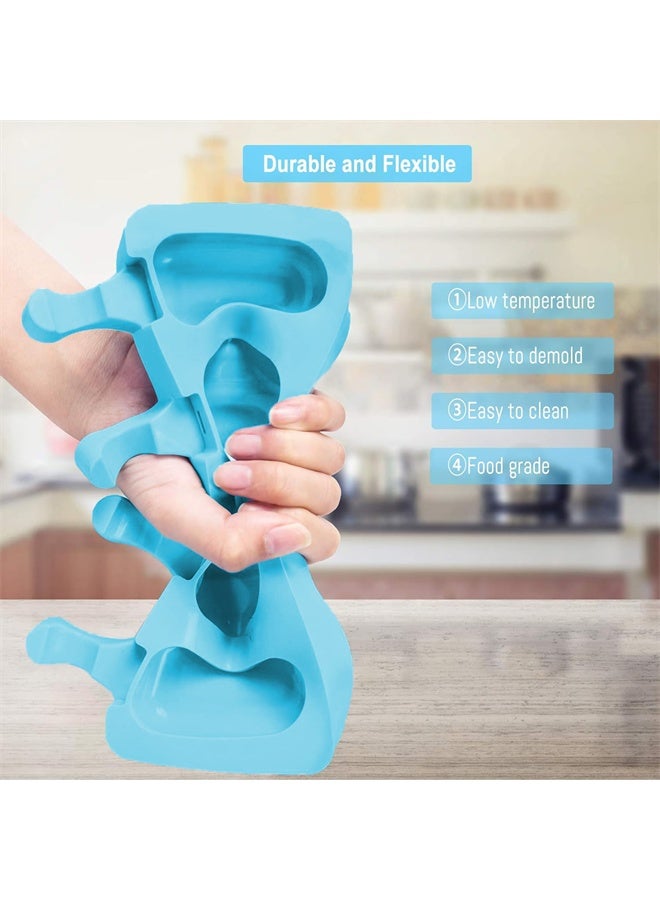 هومستر قوالب الآيس كريم مجموعة من 2 ، السيليكون ، 4 تجويفات قوالب الآيس كريم ، مع 50 عصا خشبية - Image 3