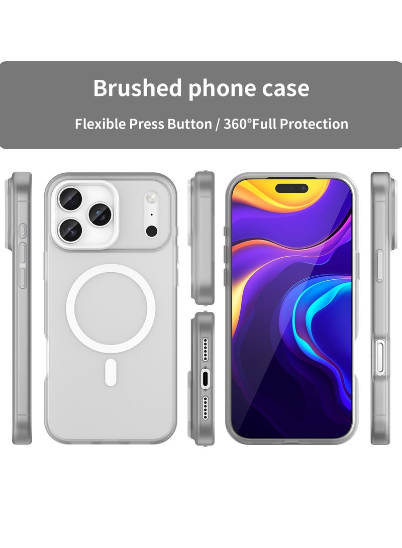 Abania iPhone 17 Pro Case Compatible with MagSafe, Translucent Brushed Texture [Frost White], Non-Slip Matte Back, Anti-Yellowing & Anti-Fingerprint - White - Image 2