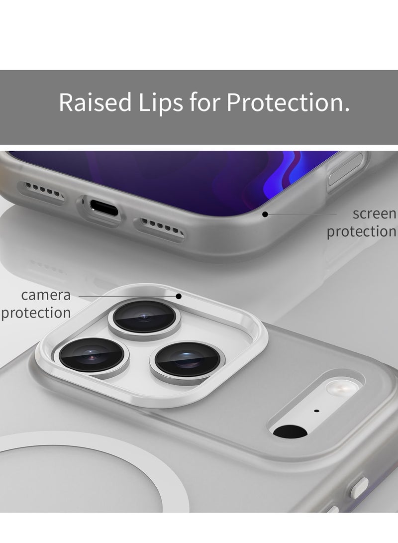Abania iPhone 17 Pro Case Compatible with MagSafe, Translucent Brushed Texture [Frost White], Non-Slip Matte Back, Anti-Yellowing & Anti-Fingerprint - White - Image 5